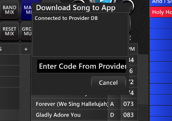 Using the download code to load songs to the Transition Player